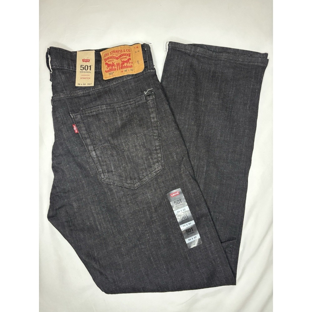 Levi's Men's 501 Original Fit Jeans Gray Straight Leg Button‎ Fly NWT Size 36x32